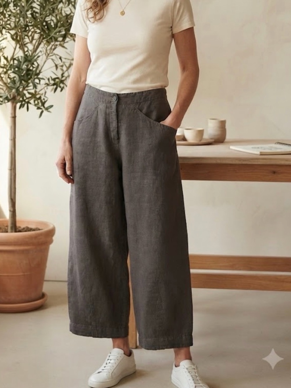 Oska Wide Leg 100% Linen High-Rise Wide-Leg Pants - #162